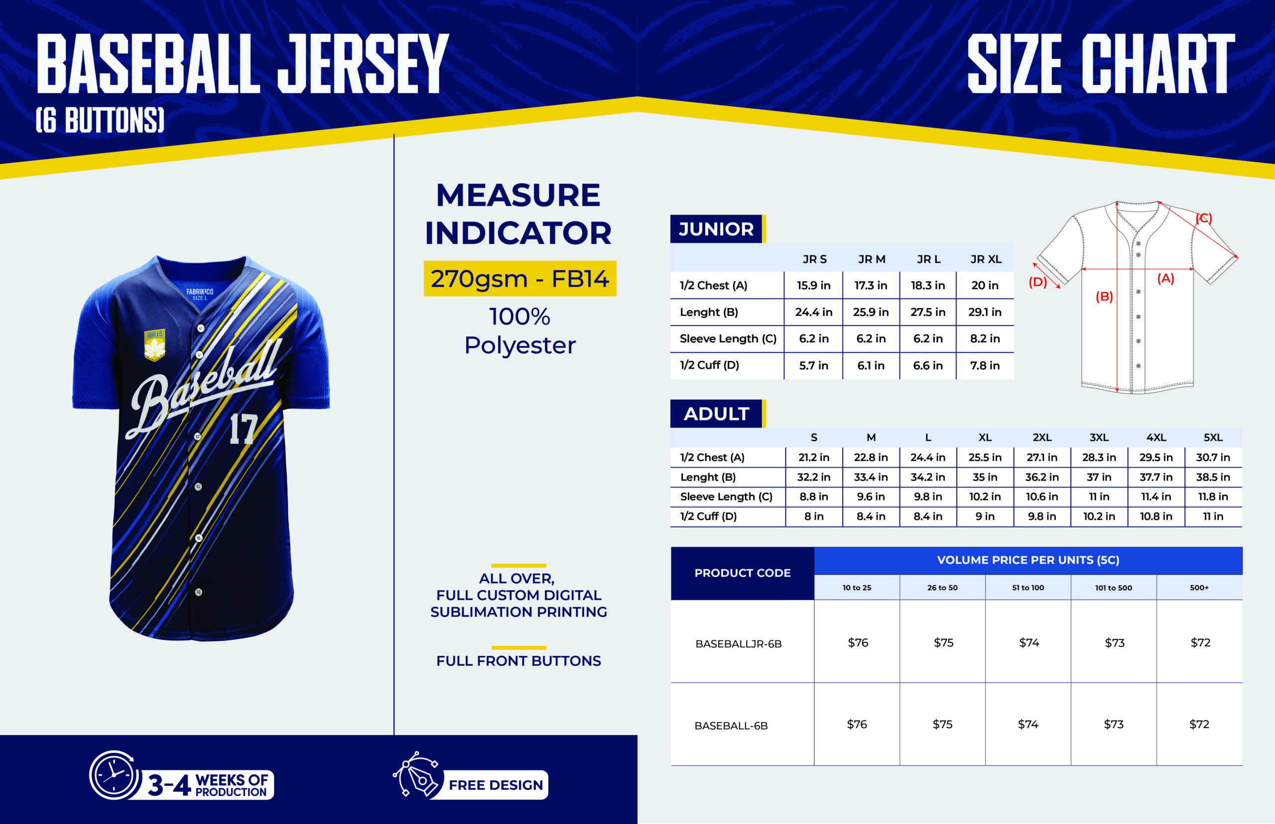 Baseball jersey (6 buttons) – Junior