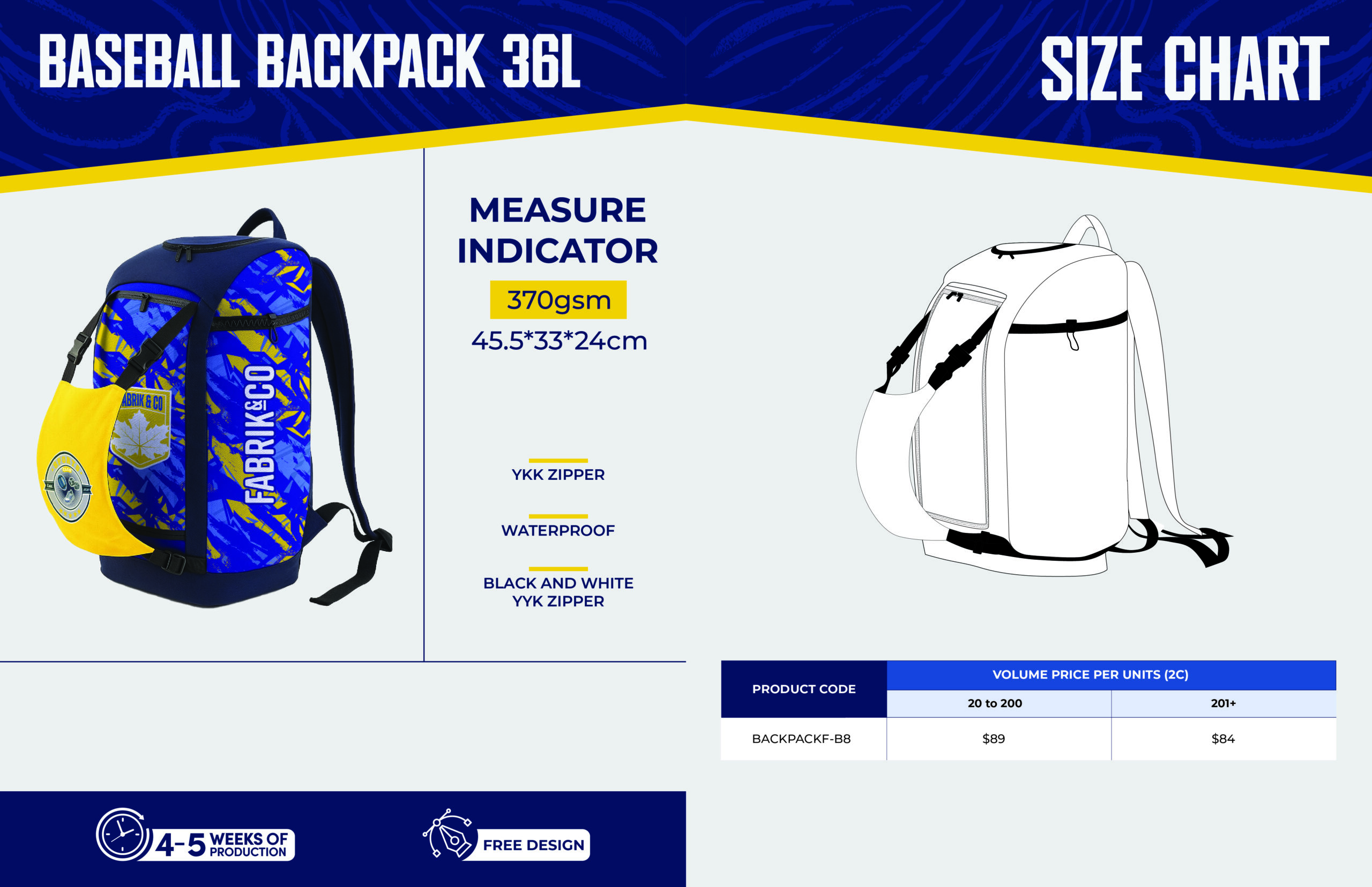 Baseball backpack 36L