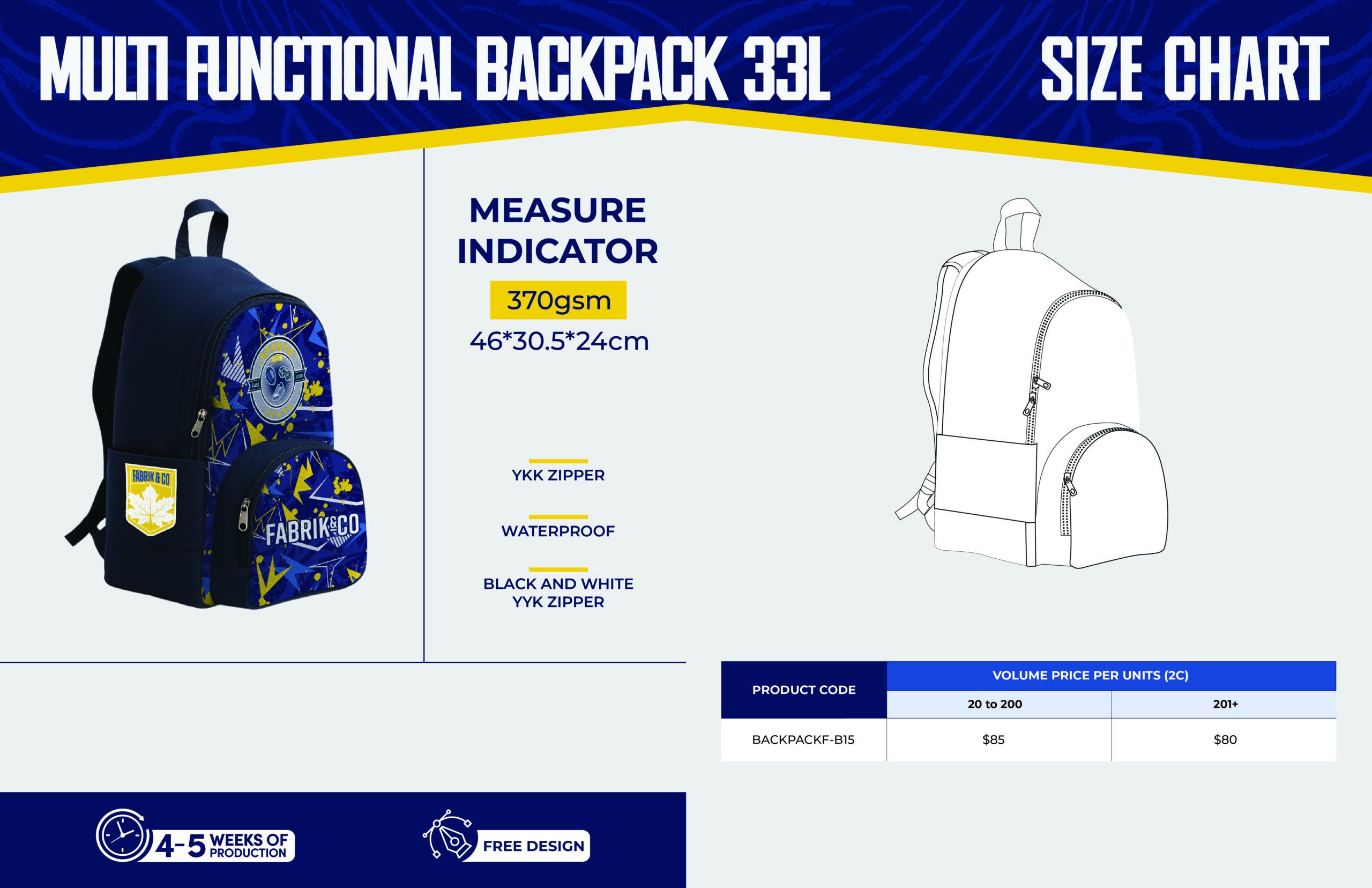 Multi functional backpack 33L