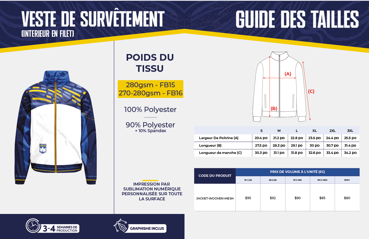 Veste de survêtement (Intérieur en filet)