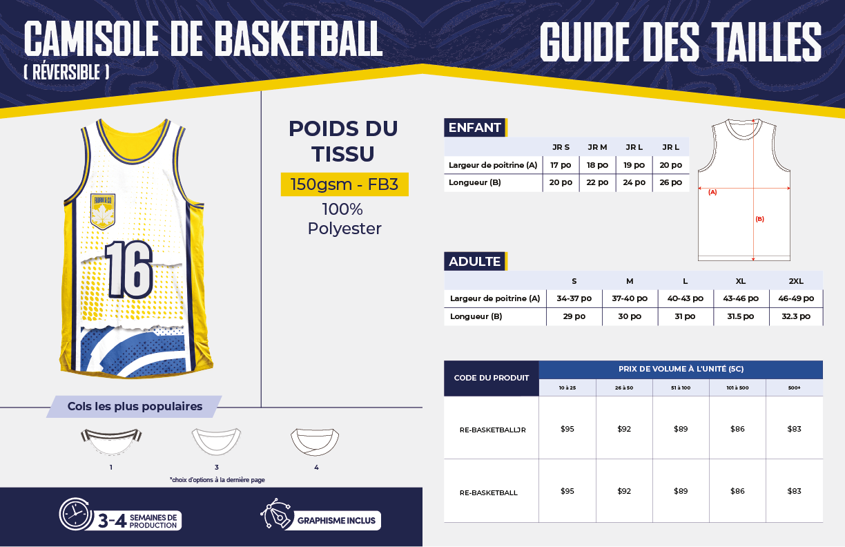 Camisole de basketball (Réversible) – Adulte