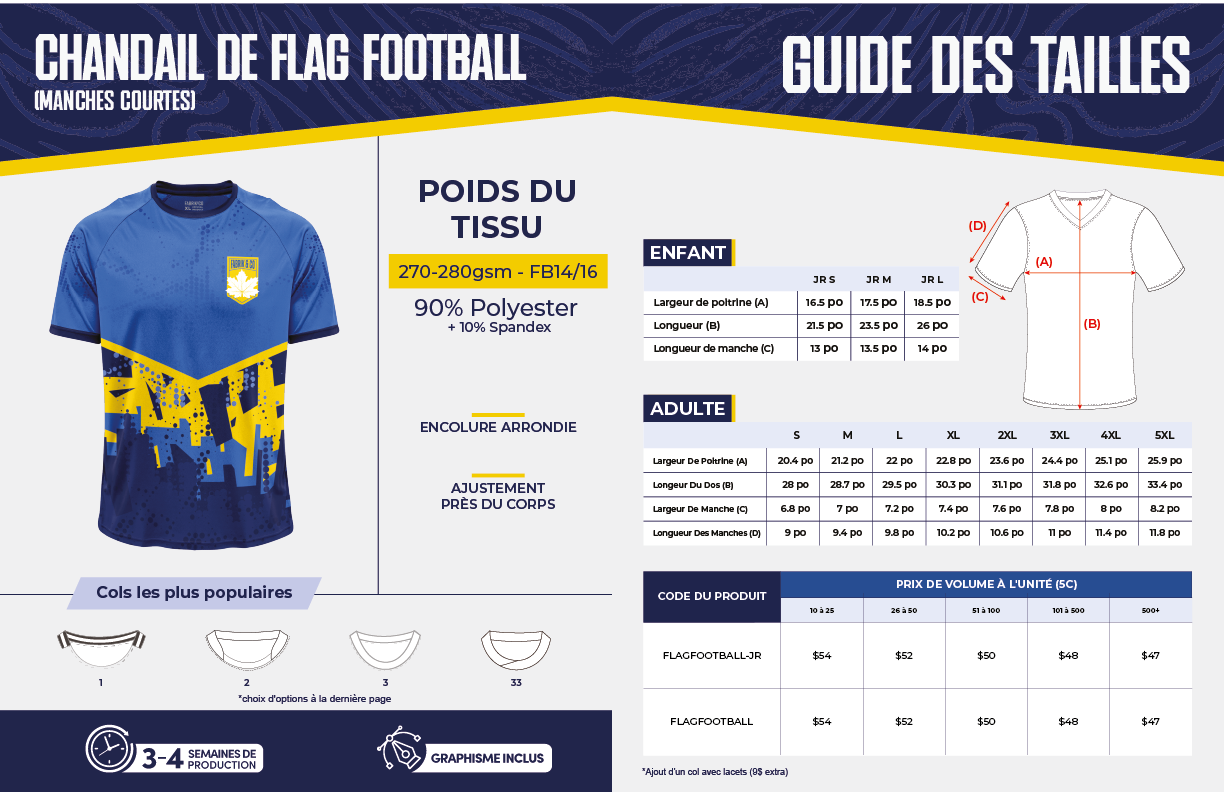 Chandail de flag football (Manches Courtes) – Junior