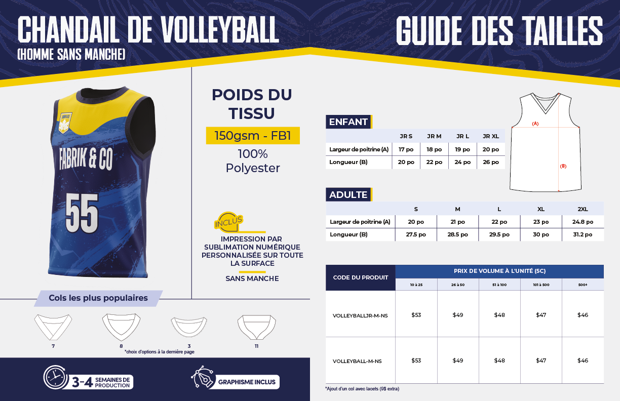 Chandail de volleyball (Homme Sans Manche) – Junior