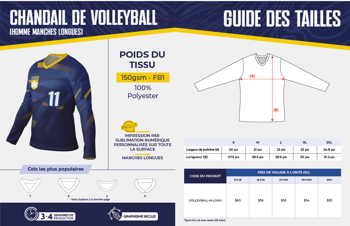 Chandail de volleyball (Homme Manches Longues)