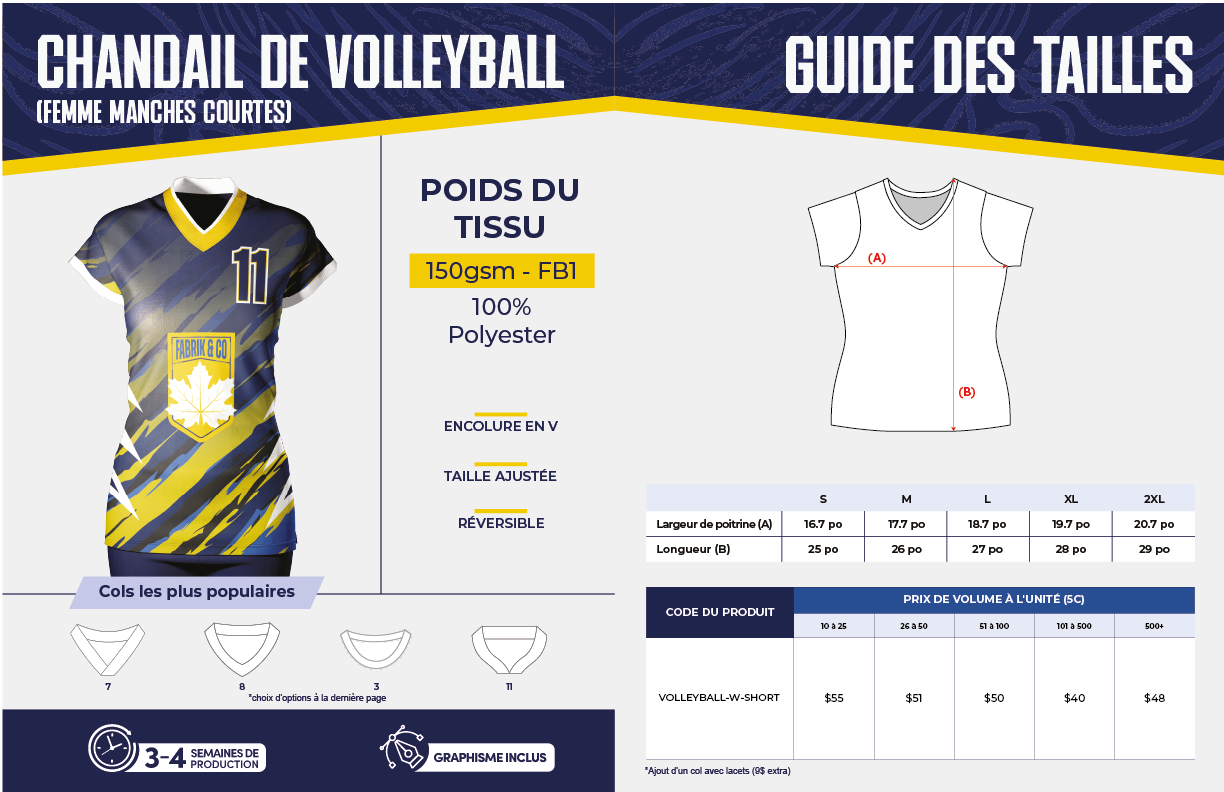 Chandail de volleyball (Femme Manches Courtes)