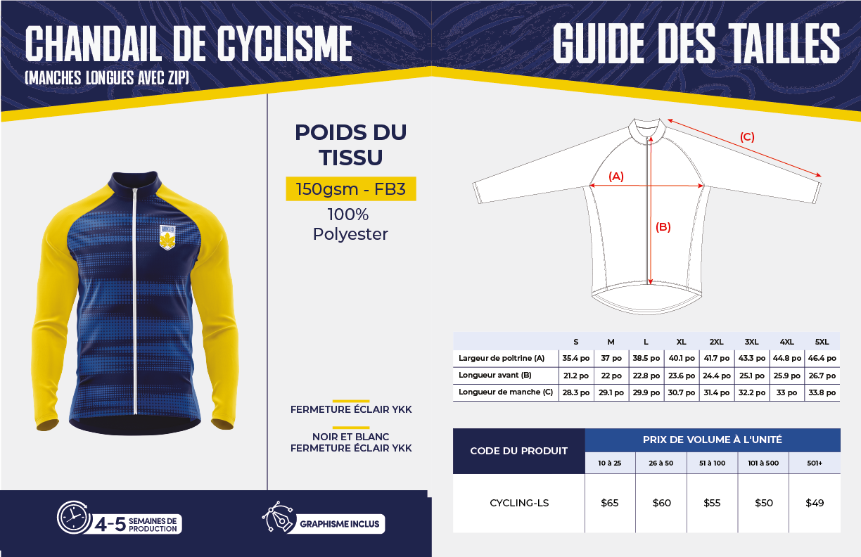 Chandail de cyclisme (Manches longues avec zip)