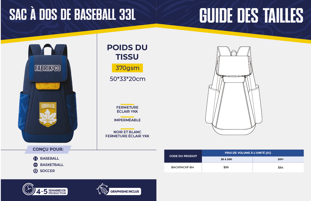 Sac à dos de baseball 33L