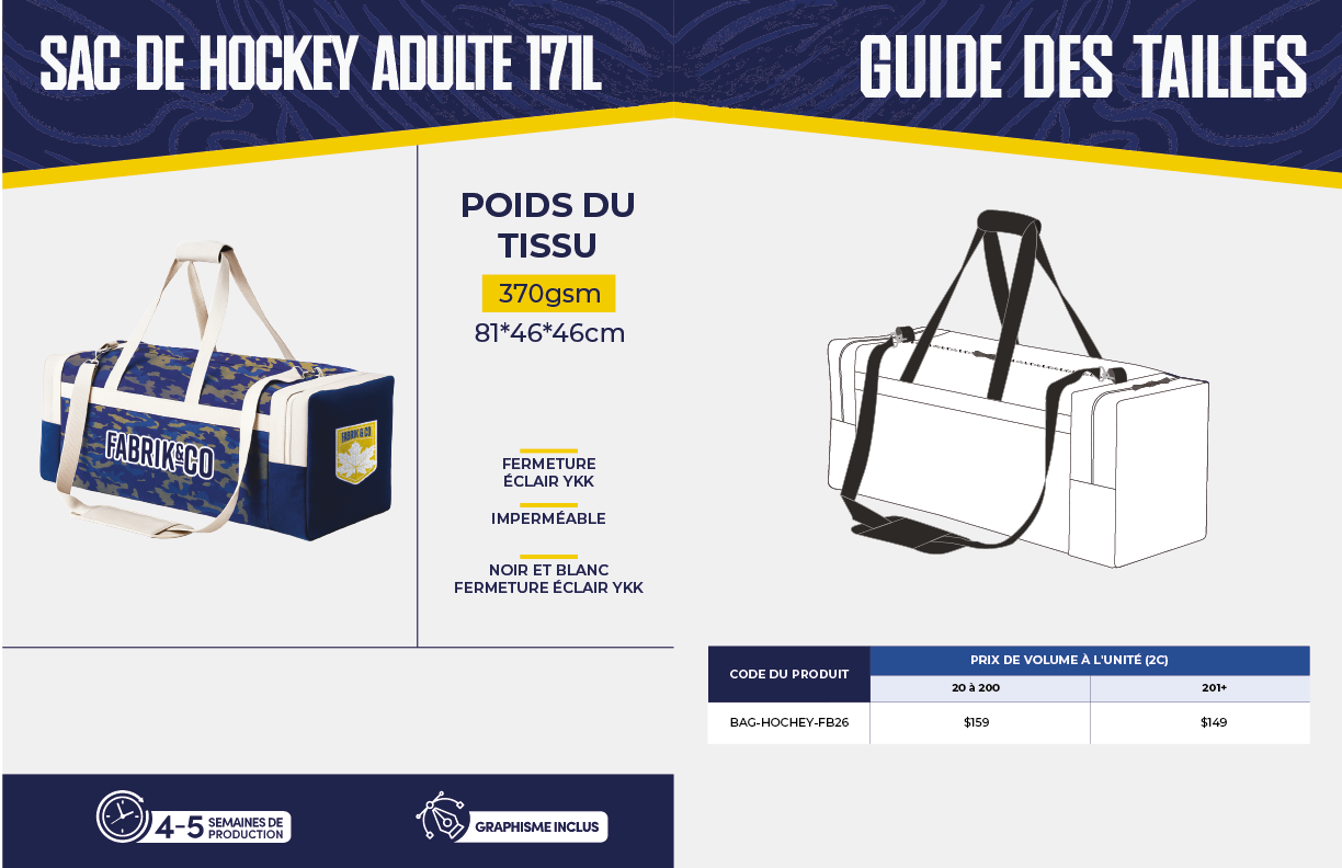 Sac de hockey adulte 171L